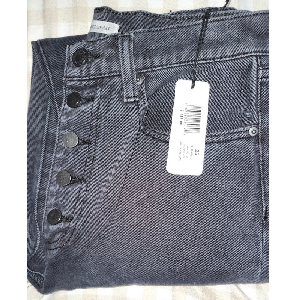 WeWoreWhat The Danielle‎ High Rise Straight Leg Jeans Rigid Black 25 Button Fly